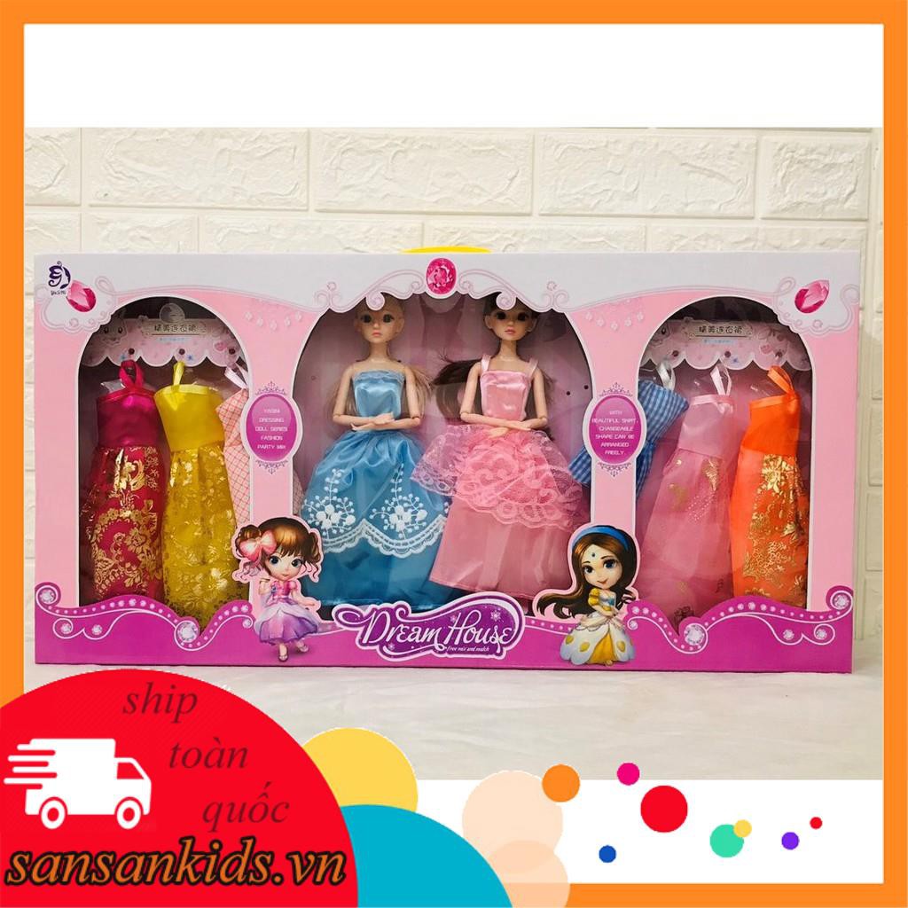 HỘP 2 BÚP BÊ BARBIE VÀ BỘ SƯU TẬP VÁY DẠ HỘI