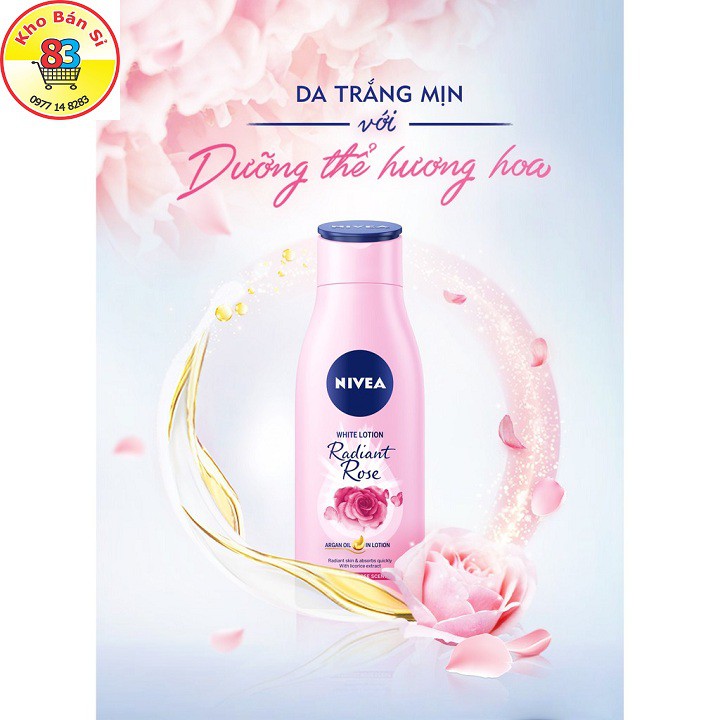 85706-Sữa dưỡng thể dưỡng trắng NIVEA hương hoa hồng Radiant Rose (200ml)