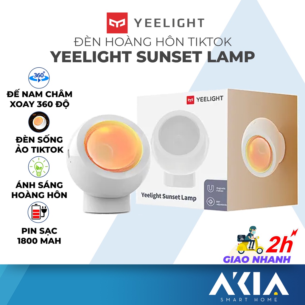 Đèn hoàng hôn quay Tiktok Yeelight Sunset Lamp YLFWD-0006 - Tích hợp pin sạc, Có lỗ ốc gắn Tripod, Hàng chính hãng