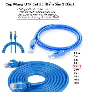 Cáp mạng (Lan) 15 mét đúc sẵn 2 đầu (xanh)
