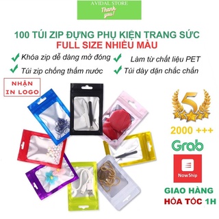  Bộ 100 túi zip Hologram nhiều màu ,túi Zipper đẹp đựng phụ kiện trang sức tiện lợi bảo quản,cất giữ 