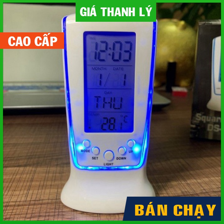 (GIÁ XẢ KHO)  Đồng hồ để bàn cảm biến nhiệt độ đèn LED Square Clock510 HÀNG CAO CẤP