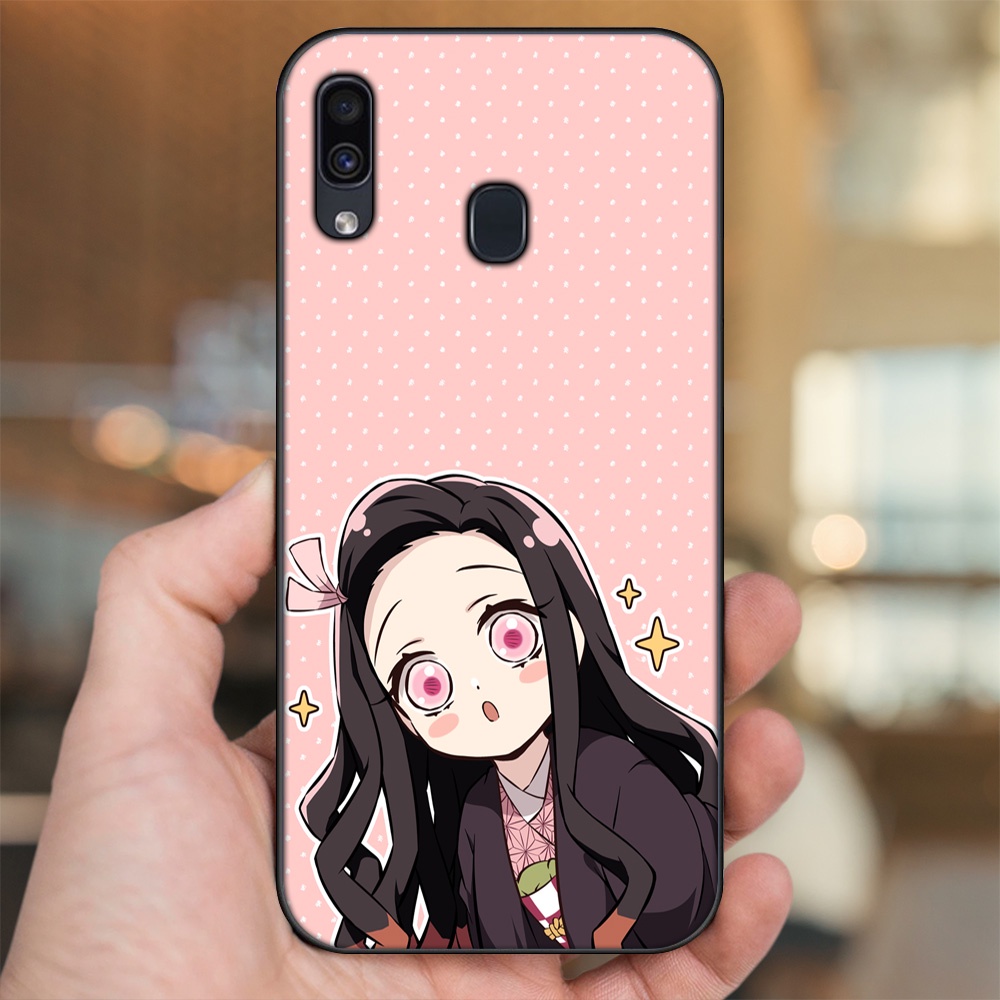 Ốp lưng Samsung A20, A30, A40, M20 viền đen in hình Nezuko Kimetsu no Yaiba