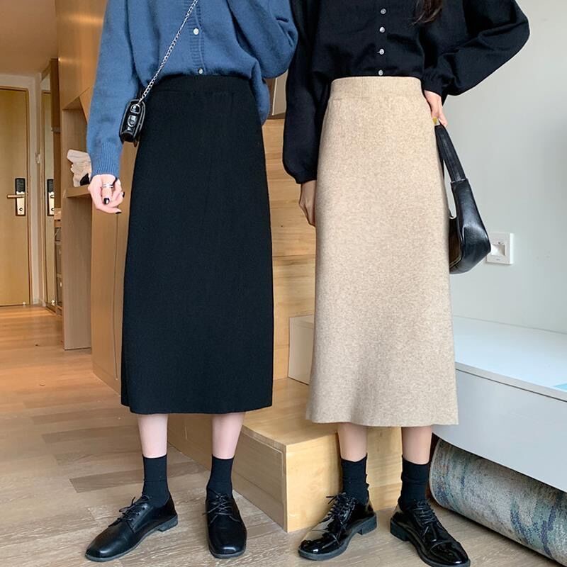 Chân Váy Dệt Kim Lưng Cao Dáng Ôm Thời Trang Mùa Đông 2022 Cho Nữ