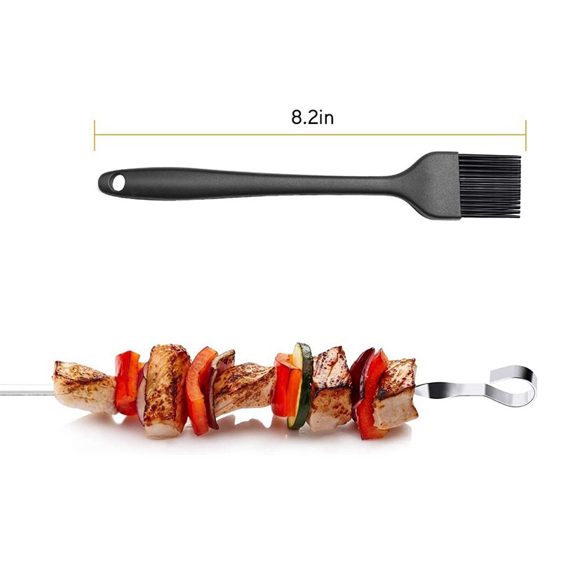 Stainless Steel Bbq Meat Skewers Sticks and Baking Brush