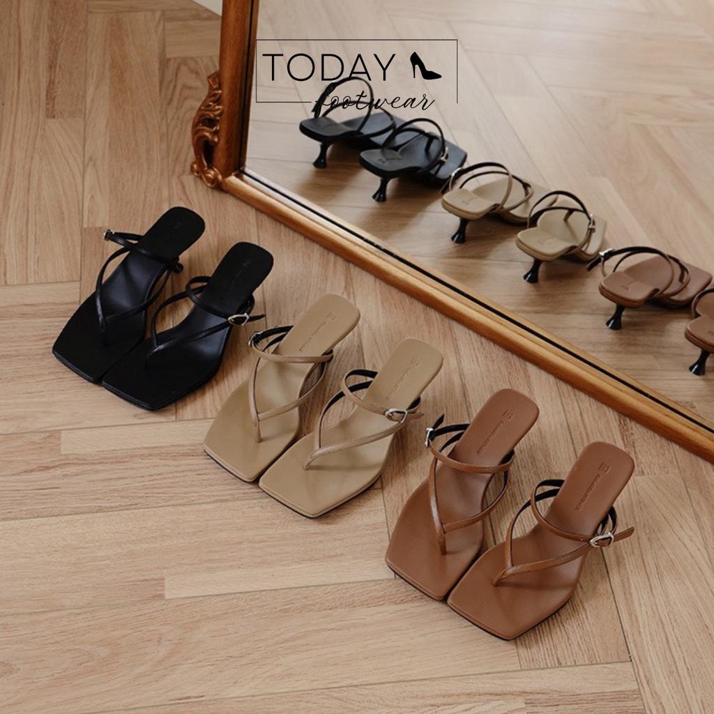 Guốc sandal cao gót xỏ ngón nữ thiết kế mũi vuông quai mảnh nhẹ nhàng thanh lịch Today Footwear | TD0054