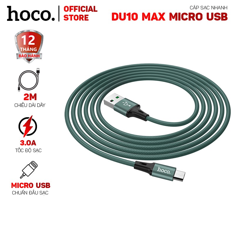 Cáp sạc nhanh Hoco DU10 Max Micro Usb dài 2m-Dành cho thiết bị của Android