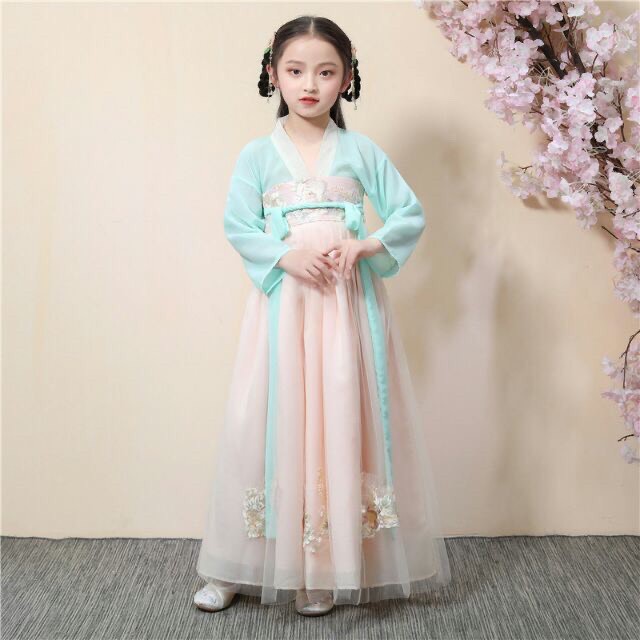 Váy công chúa cho bé gái voan nhiều lớp - xanh ngọc