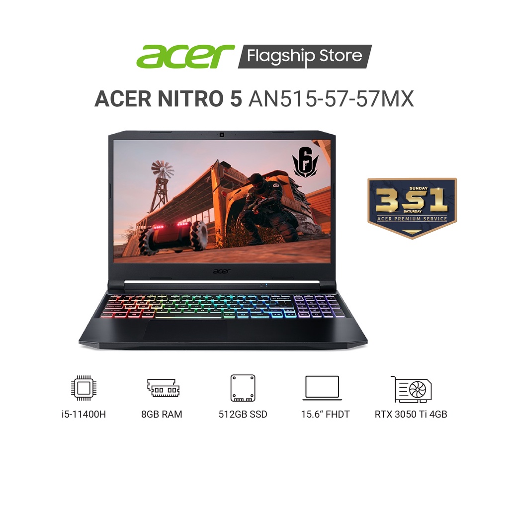 Laptop Acer Nitro 5 AN515-57-57MX, Core i5-11400H, 8GBRAM, 512GBSSD, RTX 3050Ti 4GB,