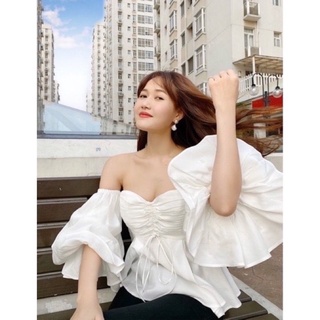 Áo kiểu trễ vai tay bồng phong cách cực xinh