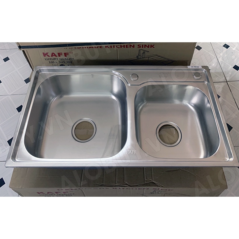Chậu rửa chén 2 hộc inox dày bản to, kích thước 78x43 cm, bảo hành 3 năm