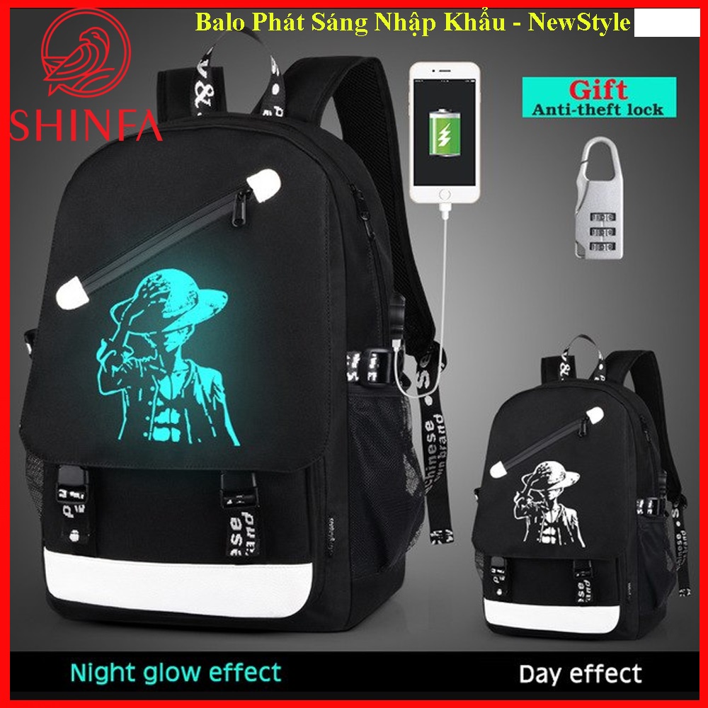 Balo Đi Học Thời Trang Phát Sáng Hình Mắt - Tặng Dây Sạc USB + Khóa Chống Trộm Hot 2021