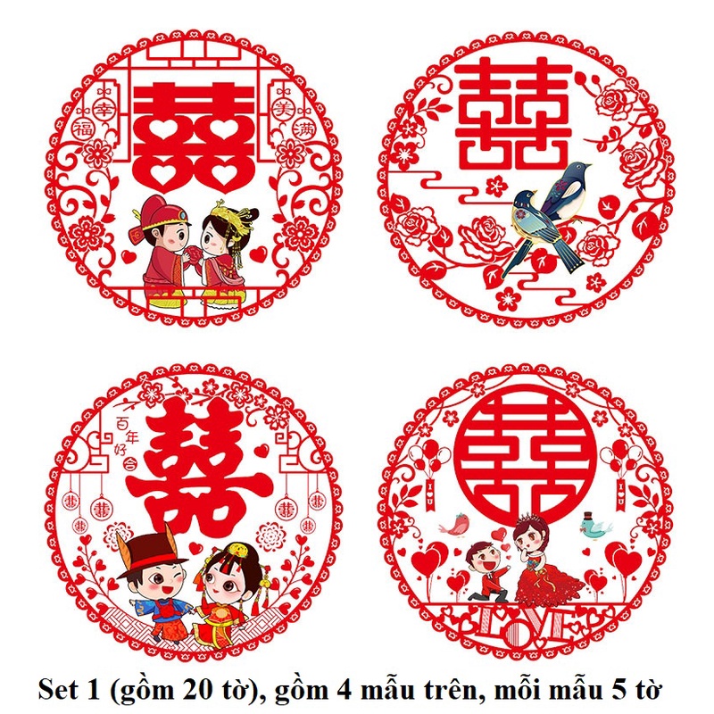 [Hàng mới về] CHỮ HỶ DÁN KÍNH TRANG TRÍ ĐÁM CƯỚI
