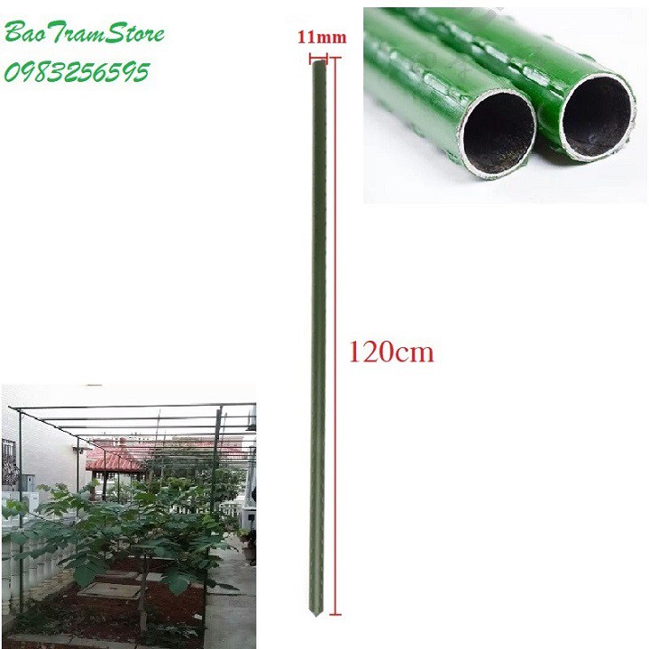 Ống thép bọc nhựa dùng làm cây đỡ hoa hồng, làm giàn cỡ 11mm dài 120cm