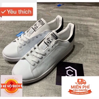 Video + ảnh thật > giày sneaker stan smiths trắng gót đen