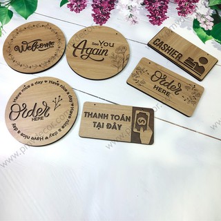 Bảng hướng dẫn cho quán cafe, nhà hàng , bảng gỗ hai màu tương phản. bhd-pmv113