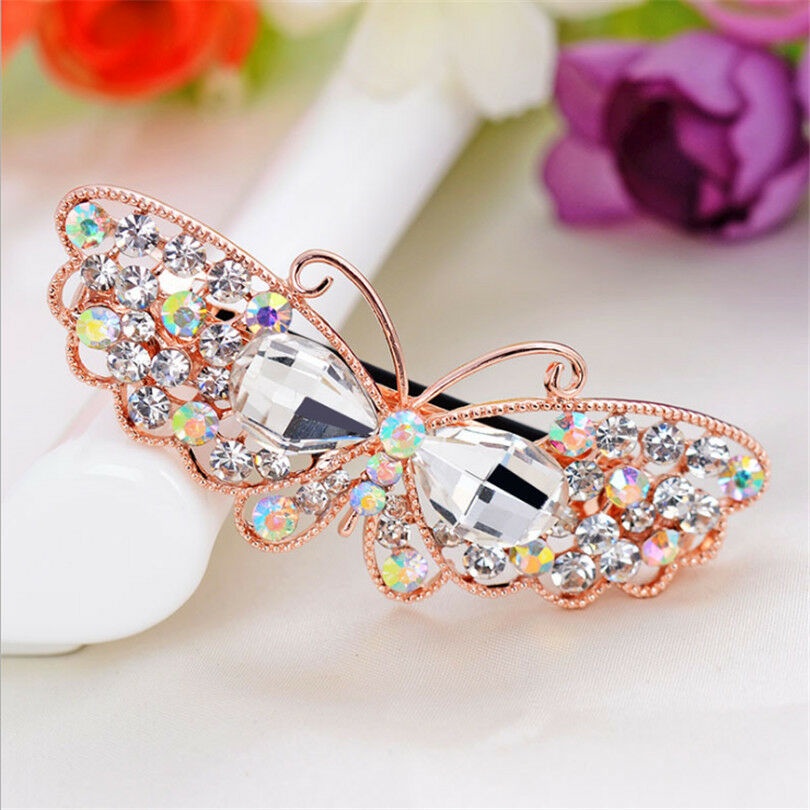 Kẹp Tóc Hoa Đính Đá Pha Lê Màu Sắc Lấp Lánh