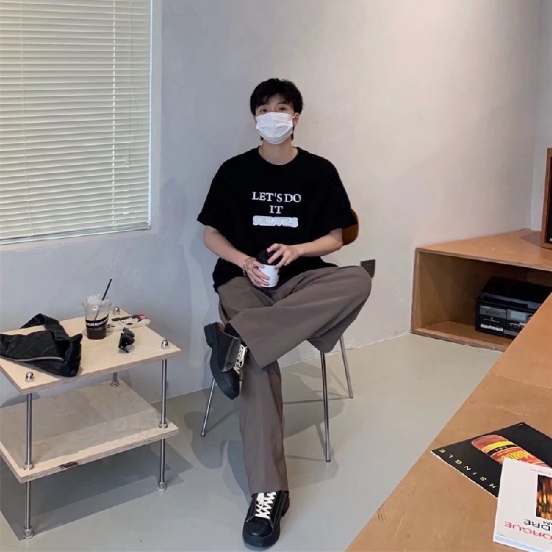 Áo Thun Tay Ngắn Cổ Tròn In Chữ Thoải Mái Thời Trang Cho Nam