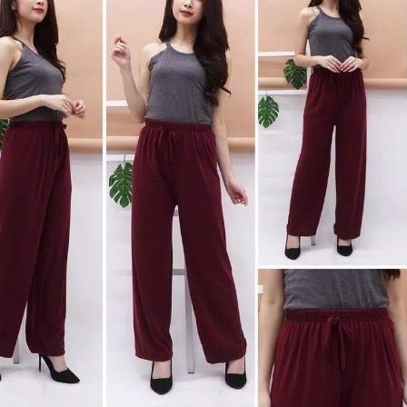 Iseven p Thắt Lưng Cao Su Màu Trơn KULOT Dài KULOT Tất Cả Các Kích Thước Vừa Vặn Với L