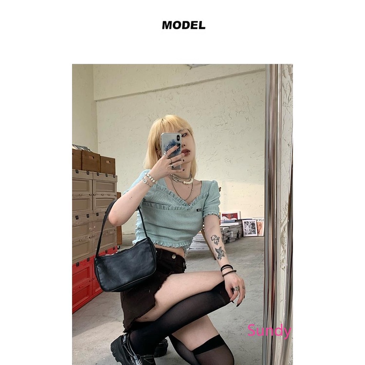 Áo Croptop Tay Ngắn Thiết Kế Lệch Tà Thời Trang Mùa Hè Quyến Rũ Cho Nữ