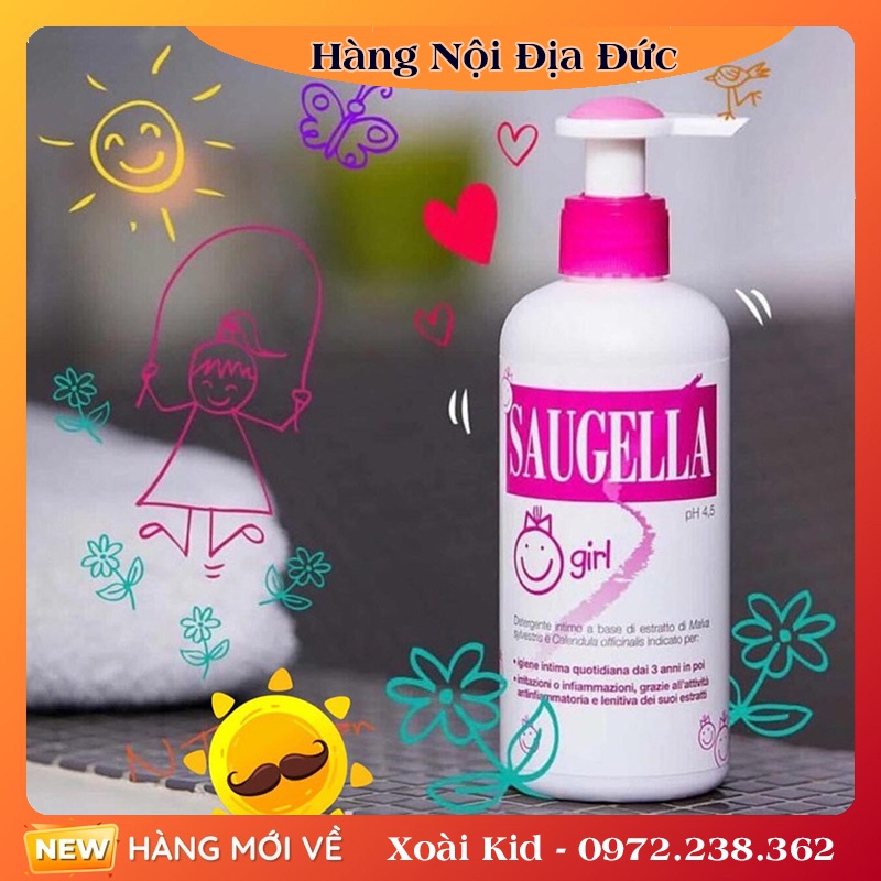 Dung dịch vệ sinh bé gái Saugella của đức an toàn cho bé 3-12 tuổi