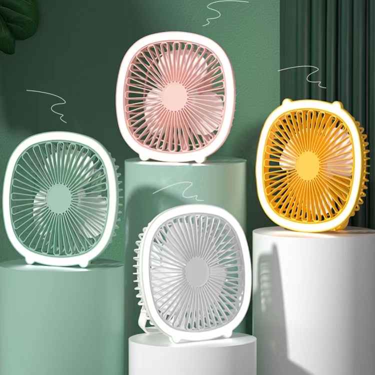 Quạt tích điện để bàn, treo tường có đèn led, chân sạc USB