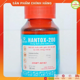 Chai Hantox-200 dạng 50ml dùng cho xịt môi trường diệt ruồi, muỗi, ve, rận,...
