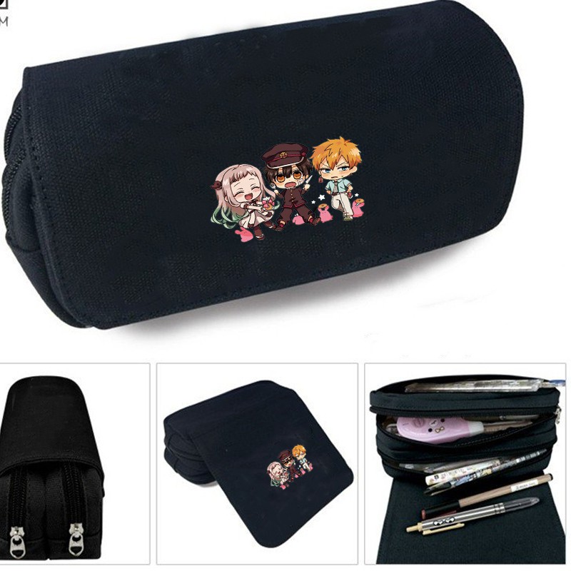 Hộp bút vải canvas khóa trắng JIBAKU SHOUNEN HANAKO-KUN Ác quỷ trong nhà xí chibi anime đi học tiện lợi