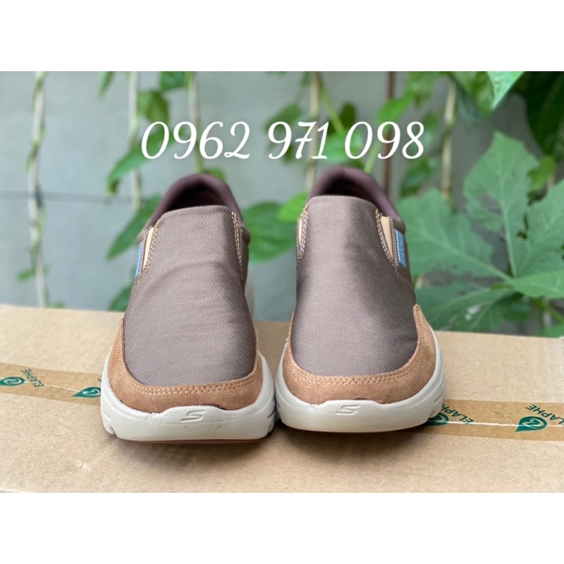 Giày thể thao Skechers đế cao 4cm, vải canvas lót foam êm,màu nâu