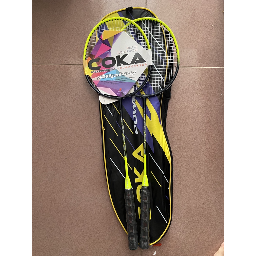 Cặp Vợt Cầu Lông COKA màu dạ quang MÀU NGẪU NHIÊN - Tặng 1 quấn cán vợt Yonex