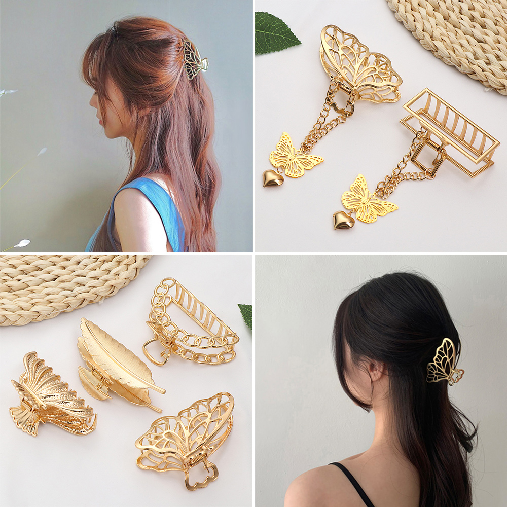 Kẹp Tóc Hình Bướm Bằng Kim Loại Thiết Kế Thanh Lịch Cho Nữ