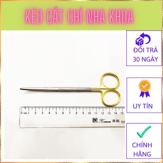 Kéo Cắt Chỉ Y Tế Cán Vàng, Đầu Cong Dài 15cm Chất Liệu Thép Không Gỉ