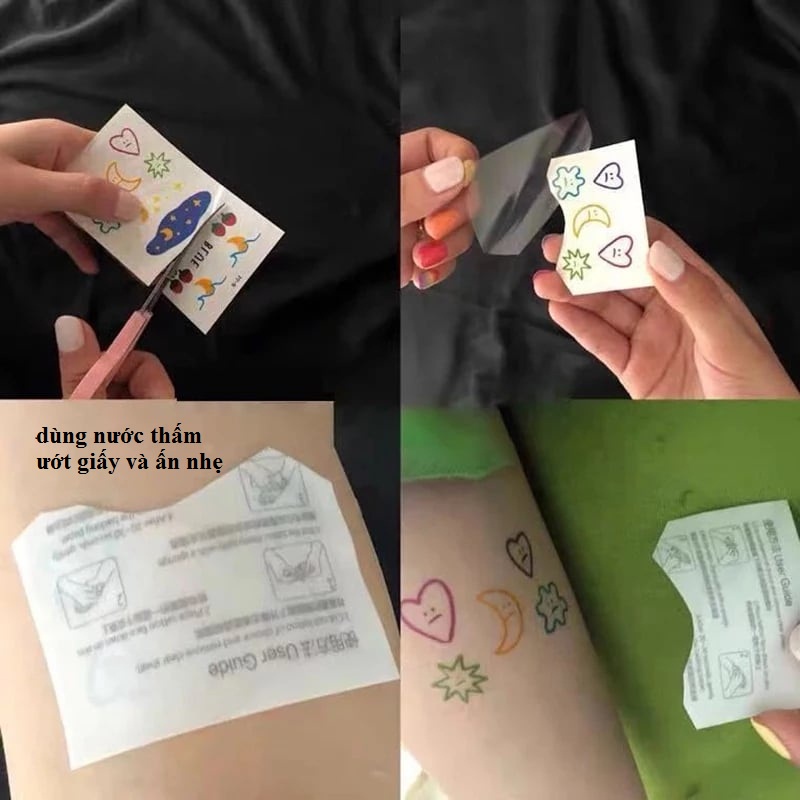 Combo 30 Hình Xăm Dán Flash tatoo Xăm Nước stickers phong cách Hàn Quốc đẹp dễ thương siêu cute giá rẻ