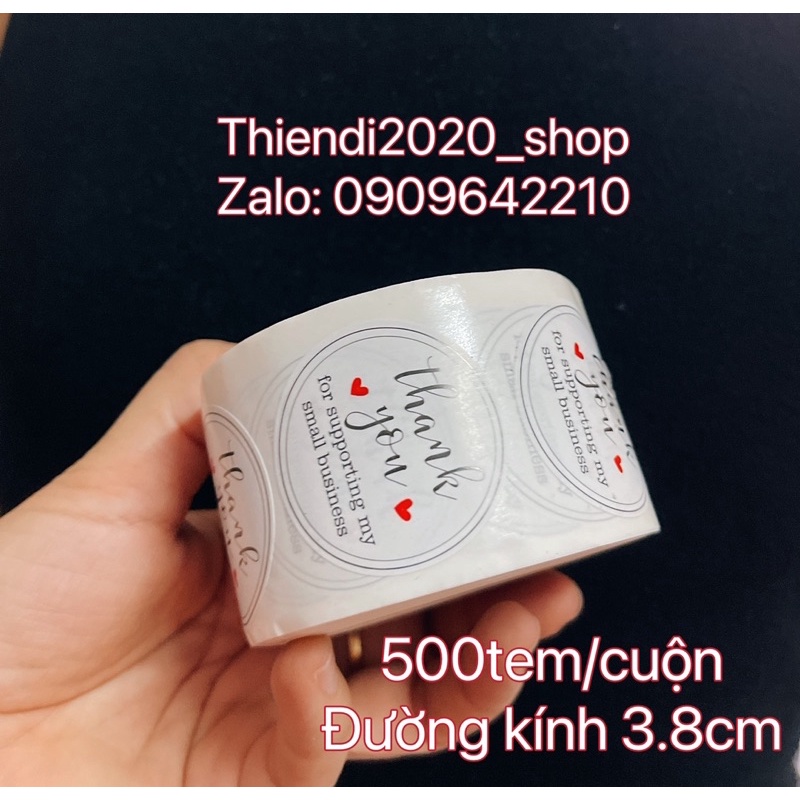 Jul33- Tem cuộn dán chữ “Thanh you”- 500 tem/ cuộn, 3.8cm