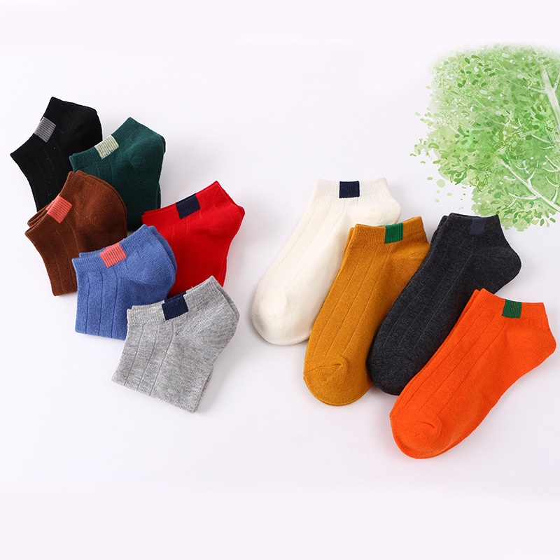 Tất vớ nữ nam cổ ngắn trắng lười dễ thương hàn quốc đẹp chân thấp nhún sọc caro đủ màu trơn đen, đỏ, vàng, xám, be