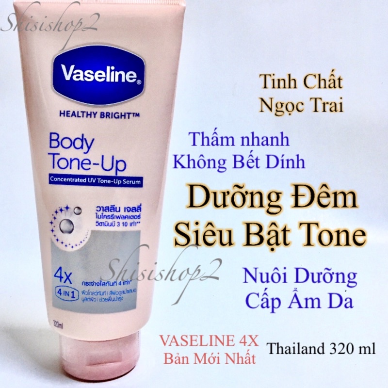 2 tuýp Dưỡng Thể Vaseline 50X Ngày và 4X Đêm Thái lan 320ml