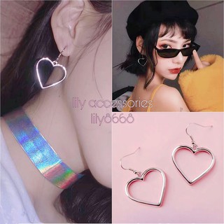 Rainbow Heart Dangle earrings khuyên tai trái tim phong cách hàn quốc