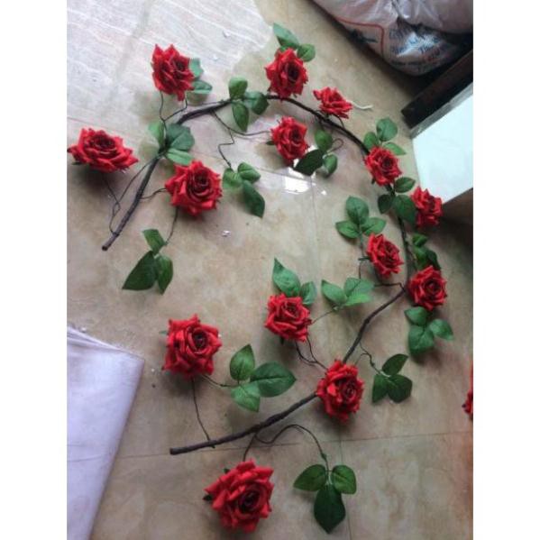 Hoa giả - dây hoa hồng leo cao cấp giả trang trí dài 3m, mua hàng được freeship