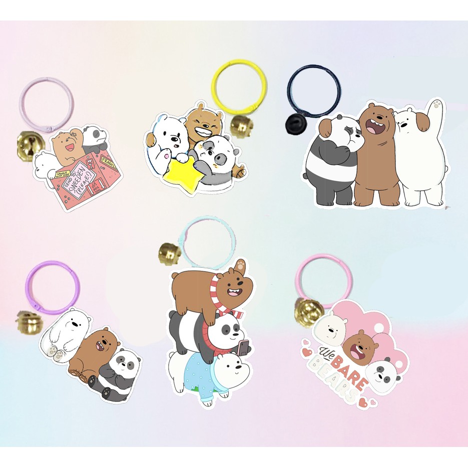 Móc khoá ba anh em gấu dẹt vòng MKI6 bare bear móc khoá cute móc khoá dễ thương