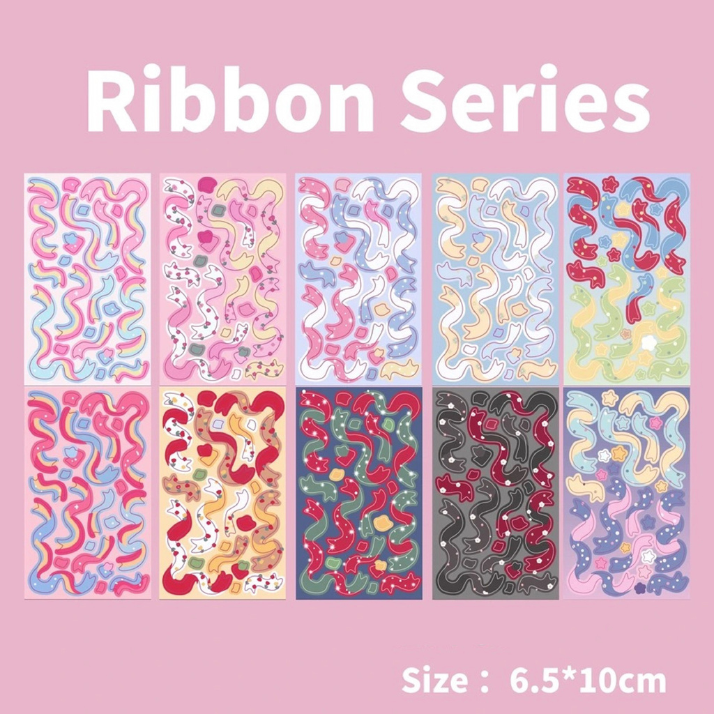 [Mã SKAMSALE07 giảm 10% tối đa 100K đơn 150K] Sticker Dán Trang Trí Có Nhũ Festive Ribbon n Confetti