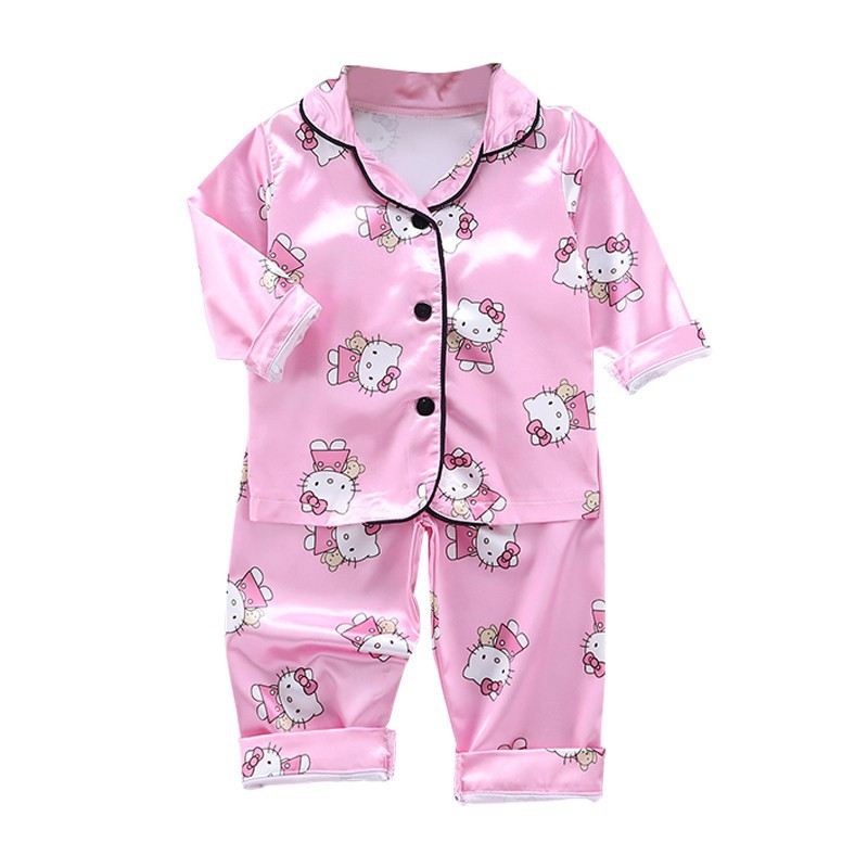 Bộ Đồ Ngủ 2 Mảnh In Hình Hello Kitty Dễ Thương Cho Bé 1-6 Tuổi