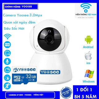 kbkb Combo Camera IP YooSee 2.0Mpx Full HD 2020 Tiếng Việt Và Thẻ Nhớ 32Gb Yoosee Chuyên Dụng ( BẢO HÀNH 5 NĂM )