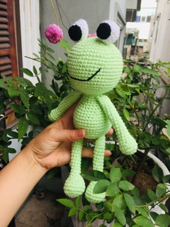 Ếch cốm, đồ chơi thú bông bằng len móc handmade