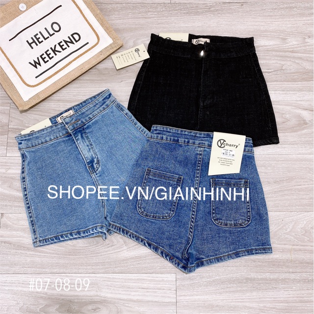 Quần short bò cạp cao trơn siêu co dãn QA1867 - NhiNhi Shop