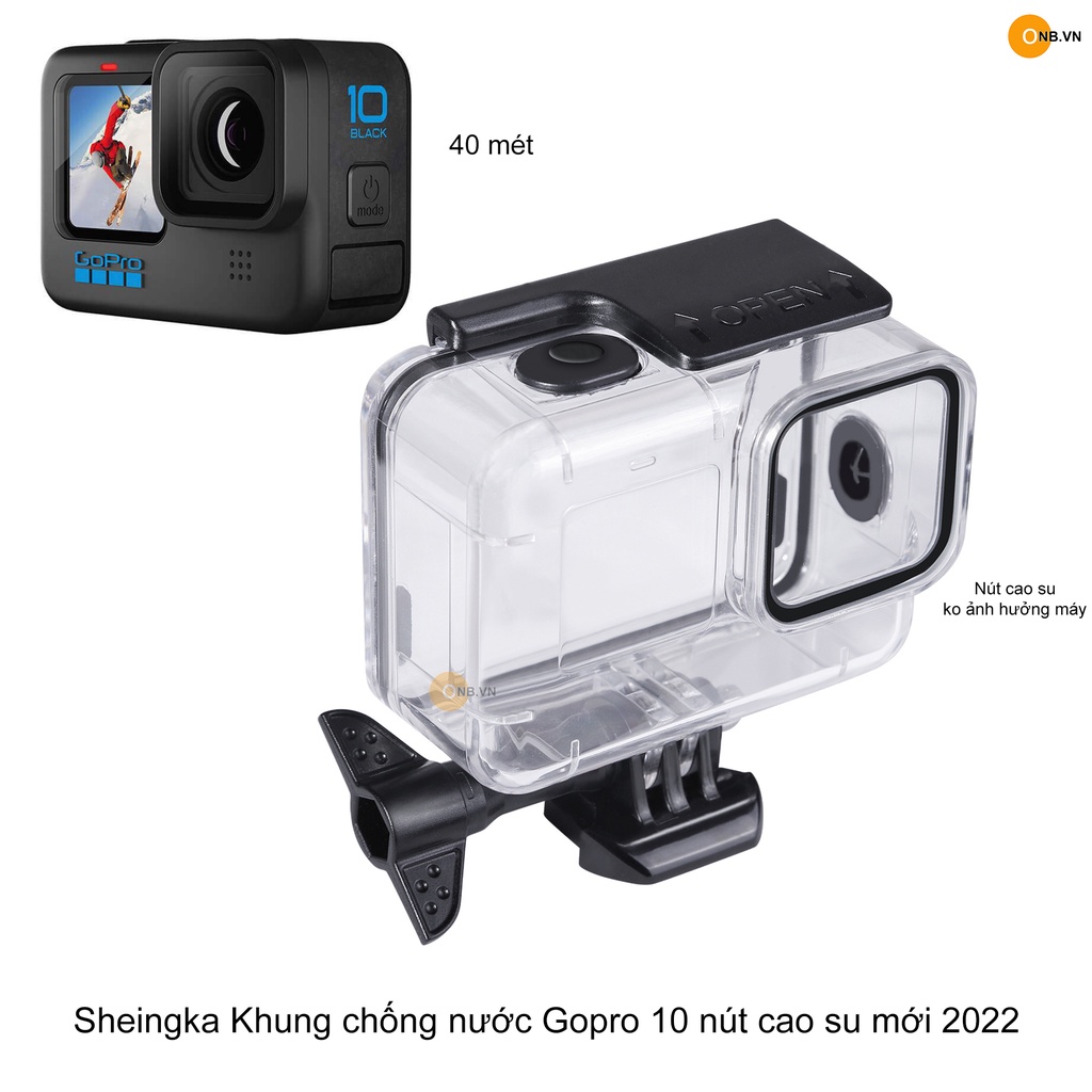 Gopro 10 Khung chống nước nút cao su mẫu mới 2022