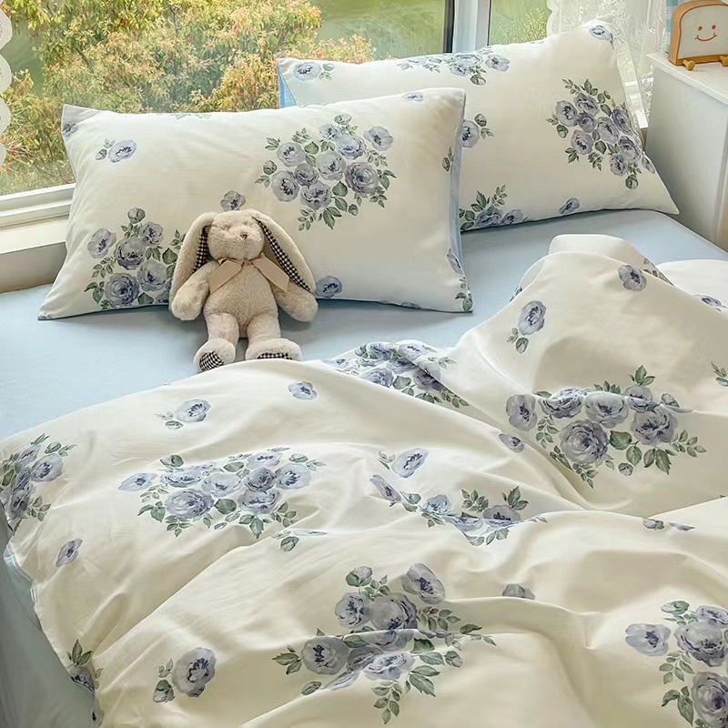 Set Bộ Vỏ Chăn Ga Cotton Living Hoa Nhí Chất Cotton Thoáng Mát (shinbedding)