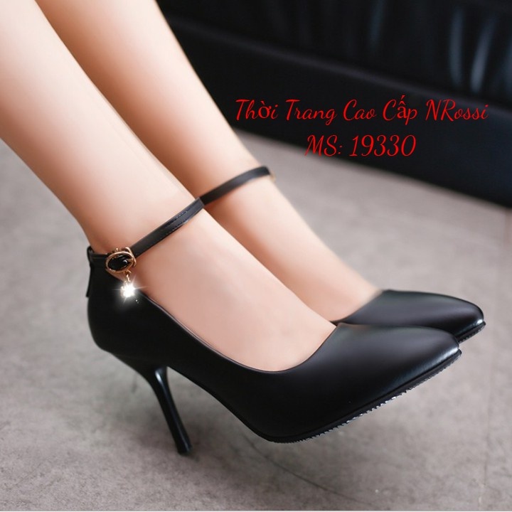 ❤FREESHIP❤ Giày nữ big size ,Giày cao gót công sở có quai cổ size ngoại cỡ 7 phân bít mũi size 40 đến 43 Nrossi