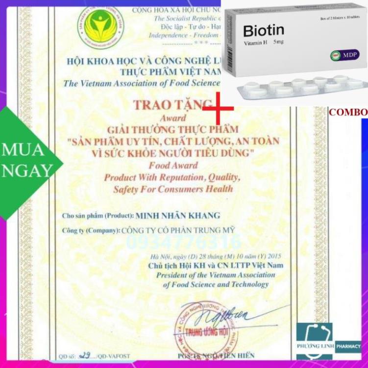 Combo Biotin 5mg+ Minh Nhãn Khang giúp  mắt luôn sáng và ngăn ngừa bệnh lý về mắt
