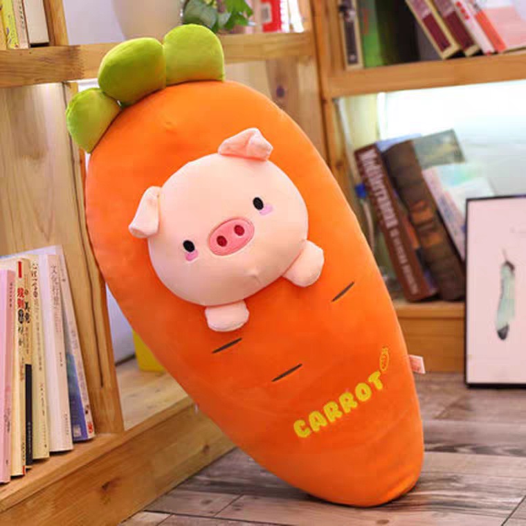 Gấu Bông Cà Rốt Mặt Thú Siêu Mềm Mịn Gối Ôm Cho Bé Hàng Nhập Khẩu _ Unishop