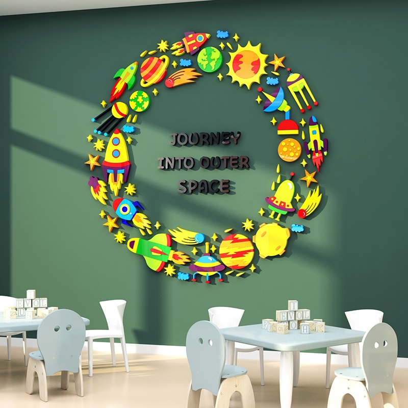 Tranh Mica trang trí tường Vũ trụ Trang trí Trường mầm non, phòng ngủ cho bé Nhiều Size - EPeBen